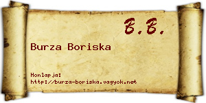 Burza Boriska névjegykártya